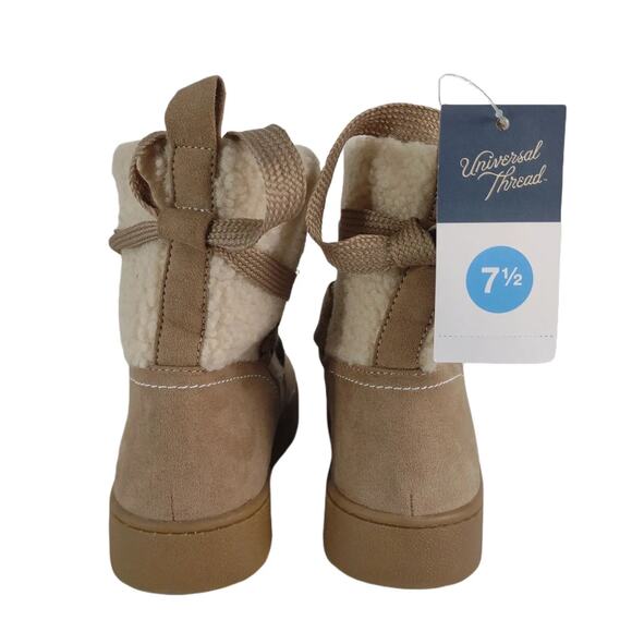 NWT Universal Thread Birgitte Women's 7.5 Lace-Up Platform Sherpa Boots Pull-On - Picture 6 of 9